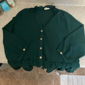 green button down babydollblouse